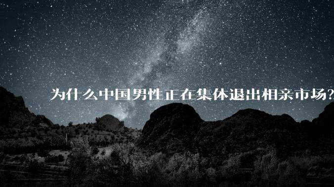 为什么中国男性正在集体退出相亲市场？