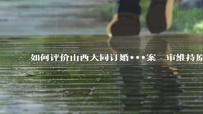 如何评价山西大同订婚***案二审维持原判？